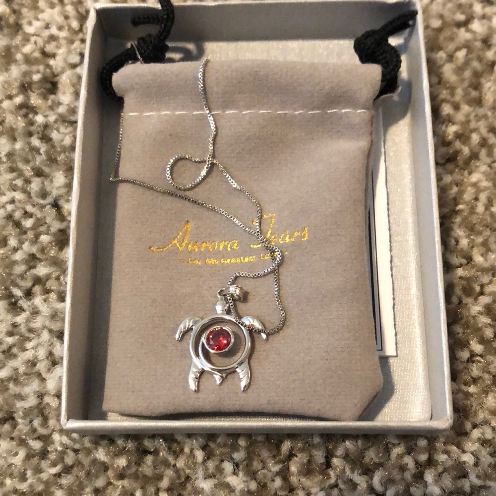 Turtle Birthstone Pendant Necklaces Women Sterling Silver